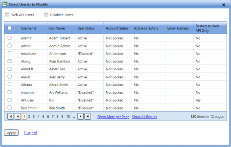 Select Users to Modify